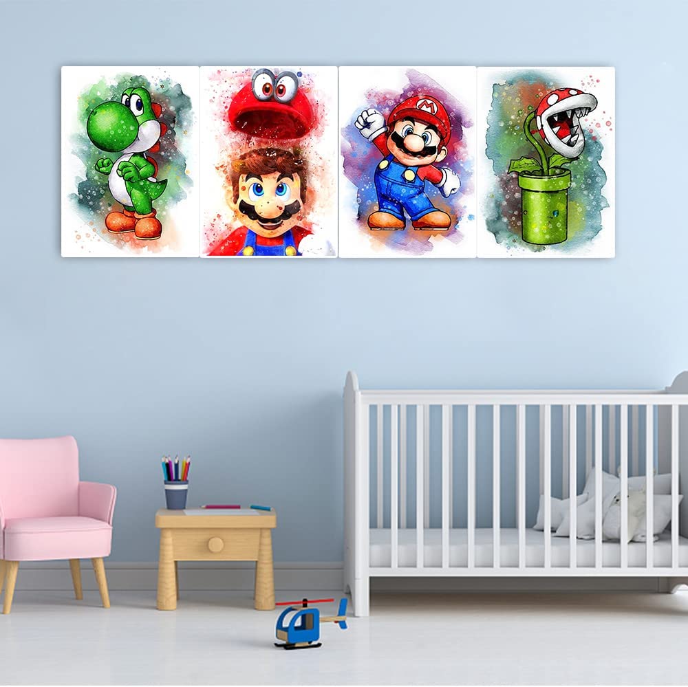 Super Mario (set van 4 paintings) Morgen in Huis Diamond Painting Planet