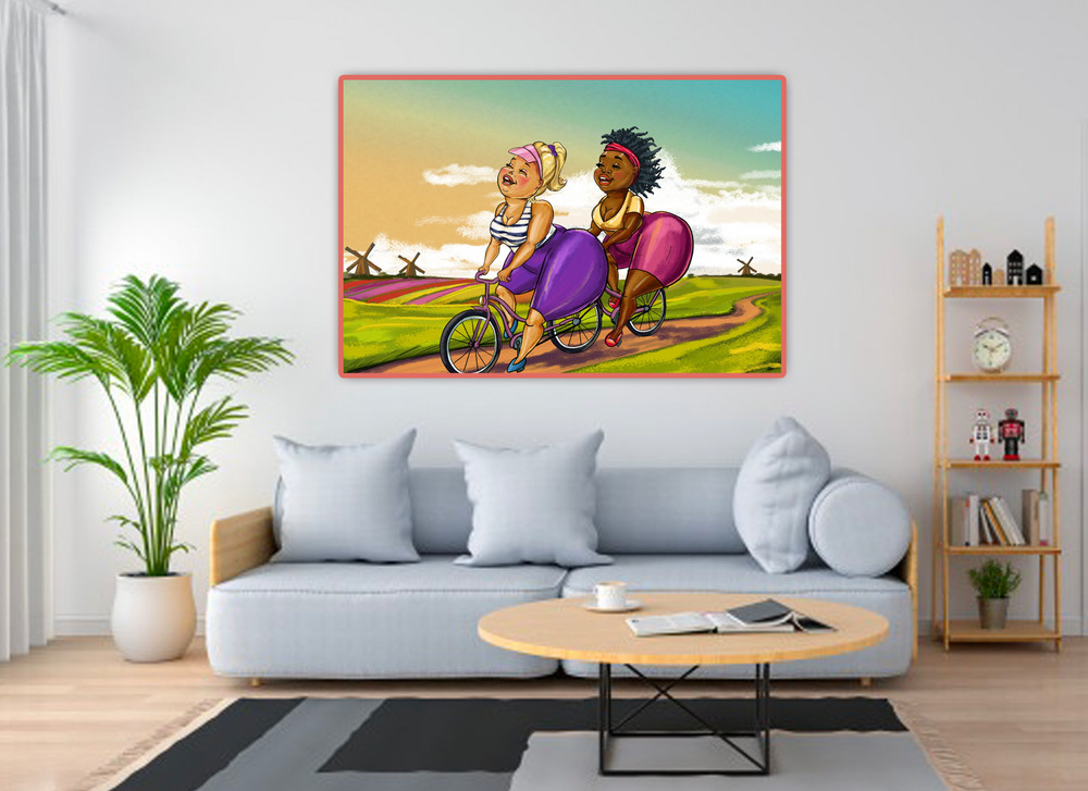 Dikke Dames op de fiets in Nederland Diamond Painting Planet