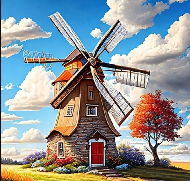 Nederlandse Molen 30x40cm (Morgen in huis)