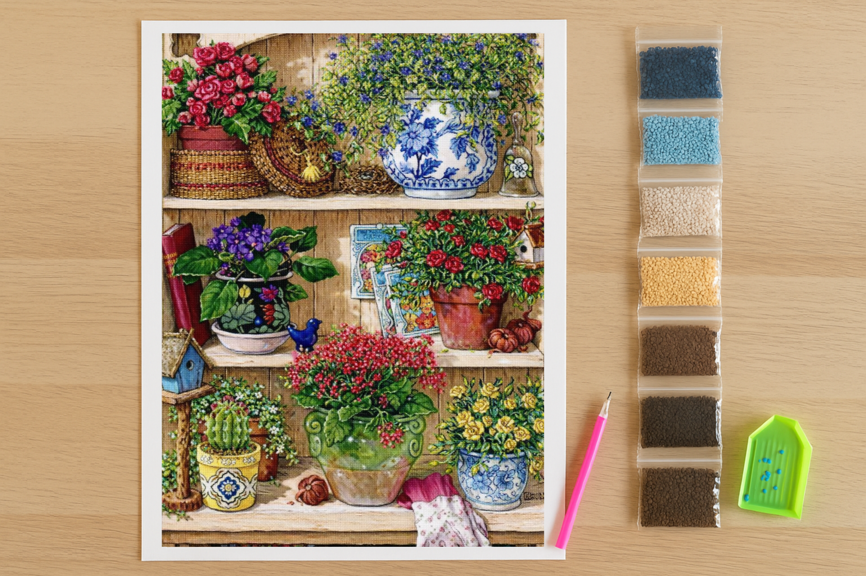 Bloemenpracht op de Plank Diamond Painting Planet