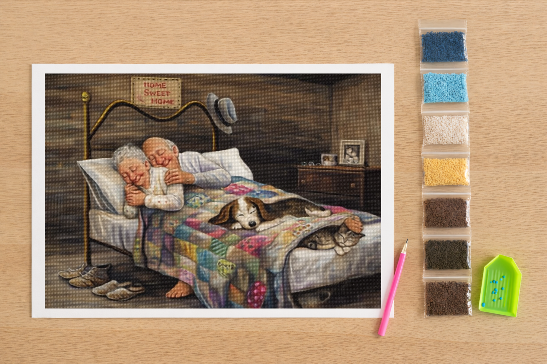 Opa en oma in bed Diamond Painting Planet