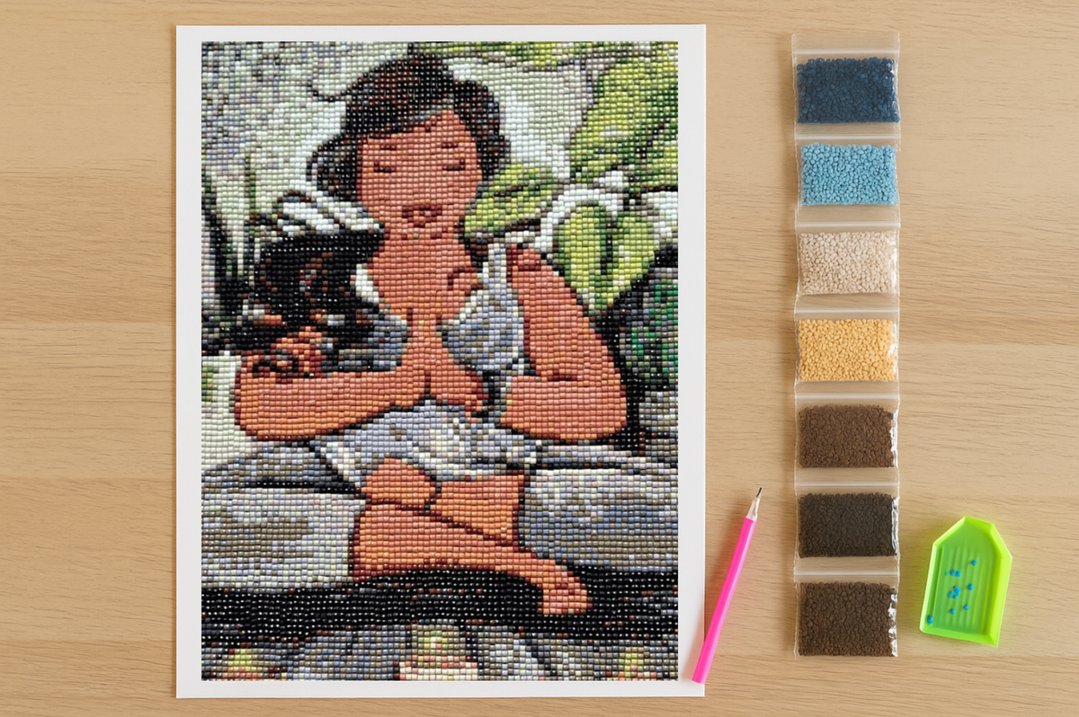 Dikke Dame yoga Diamond Painting Planet