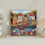 Kleurrijke huizen 35x35cm (Morgen in huis) Diamond Painting Planet