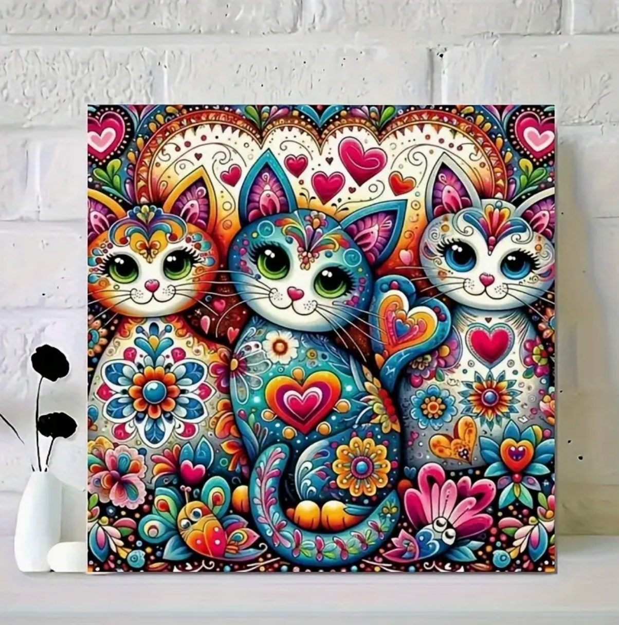 Kleurrijke Katten 25x25cm (Morgen in huis) Diamond Painting Planet