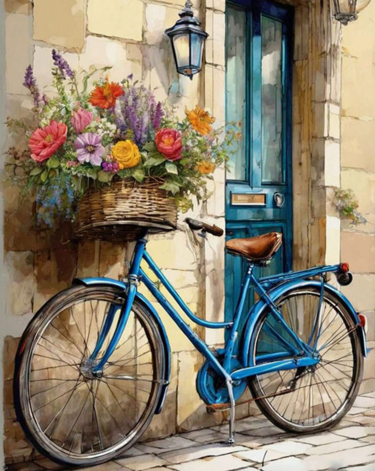 Fiets met Bloemen 25x35cm (Morgen in huis) Diamond Painting Planet