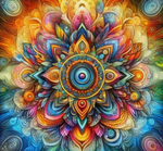 Kleurrijke Mandala 25x25cm (Morgen in huis) Diamond Painting Planet