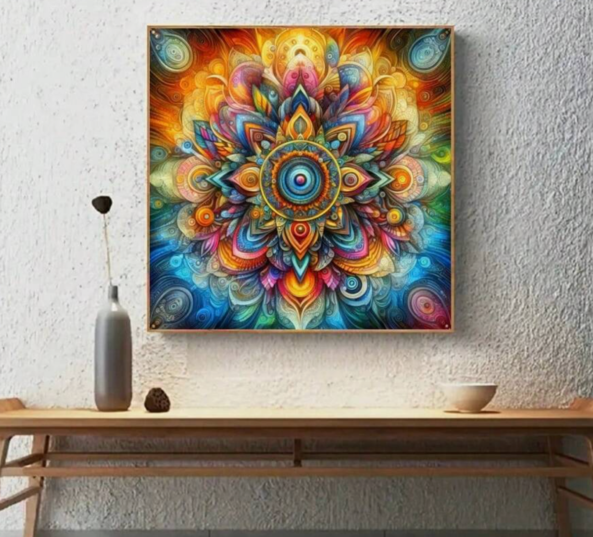 Kleurrijke Mandala 25x25cm (Morgen in huis) Diamond Painting Planet