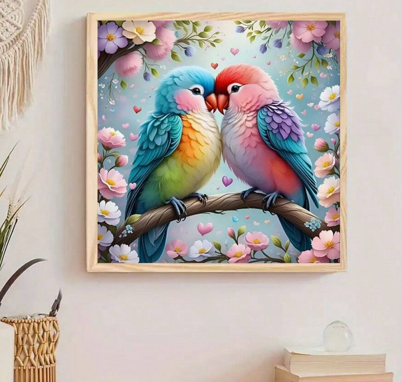 Verliefde Vogels 25x25cm (Morgen in huis) Diamond Painting Planet