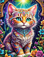 Kleurrijke kat 25x35cm (Morgen in huis) Diamond Painting Planet