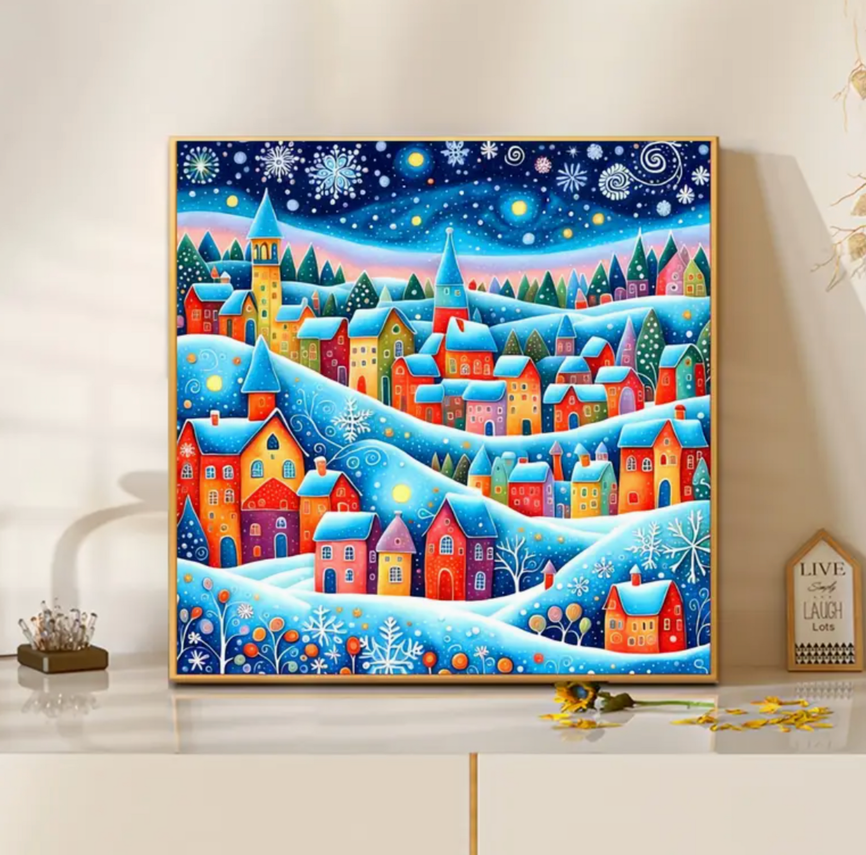 Kleurrijke Winterdorp Diamond Painting Planet