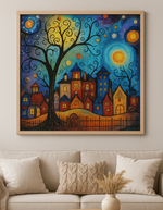 Magisch Nachtdorp Diamond Painting 25x25cm (Morgen in huis) Diamond Painting Planet
