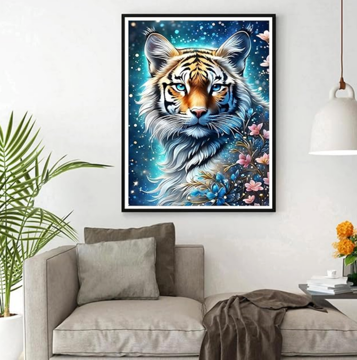 Majestueuze Tijger in Sterrenlicht 25x35cm (Morgen in huis) Diamond Painting Planet