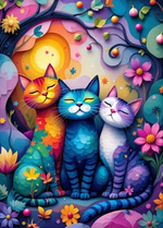 Kleurrijke Katten 25x35cm (Morgen in huis) Diamond Painting Planet