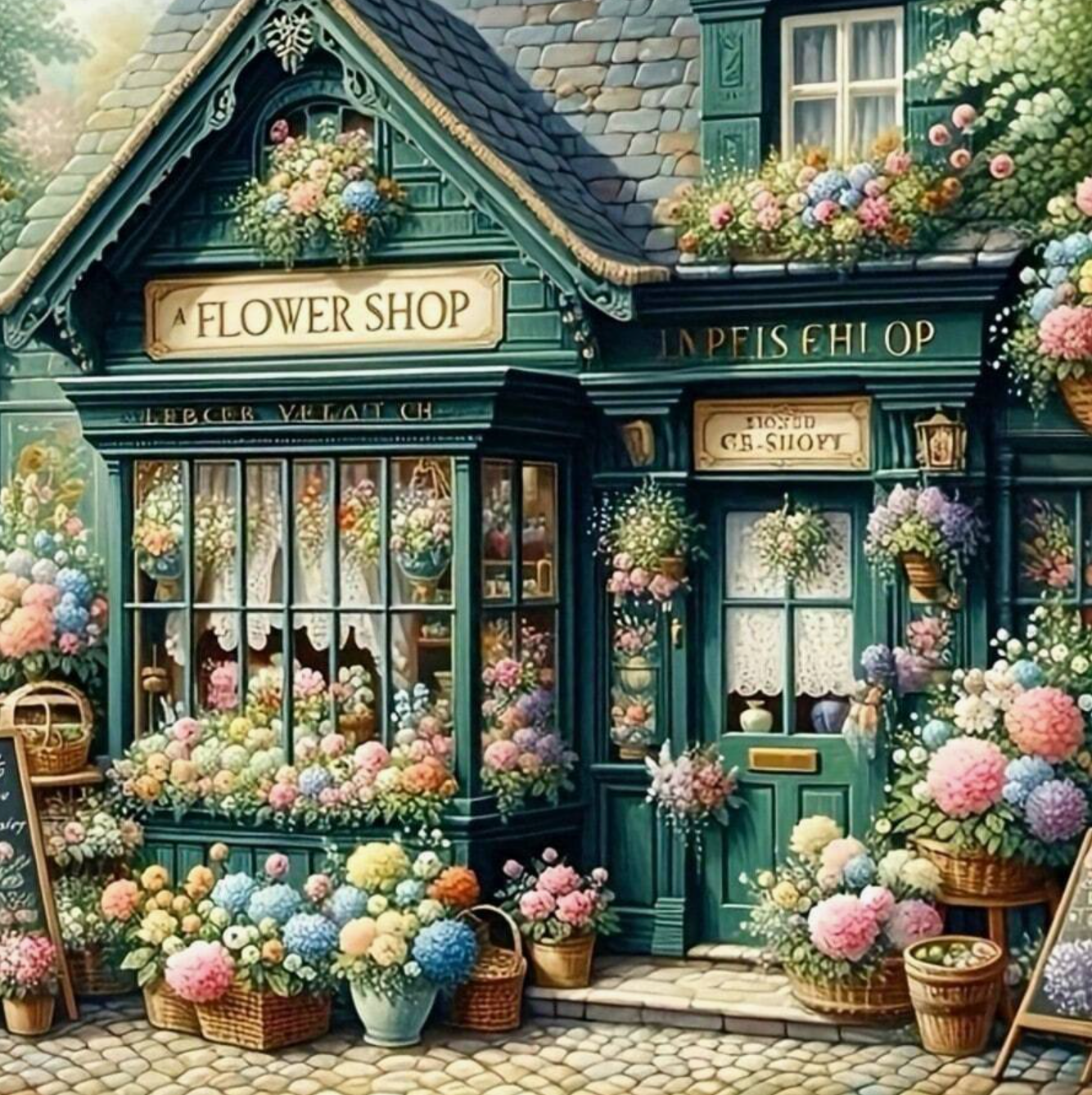 Romantische Bloemenwinkel 45x45cm (Morgen in huis)