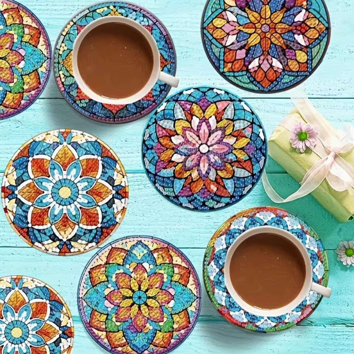 Mandala onderzetters (Morgen in huis)