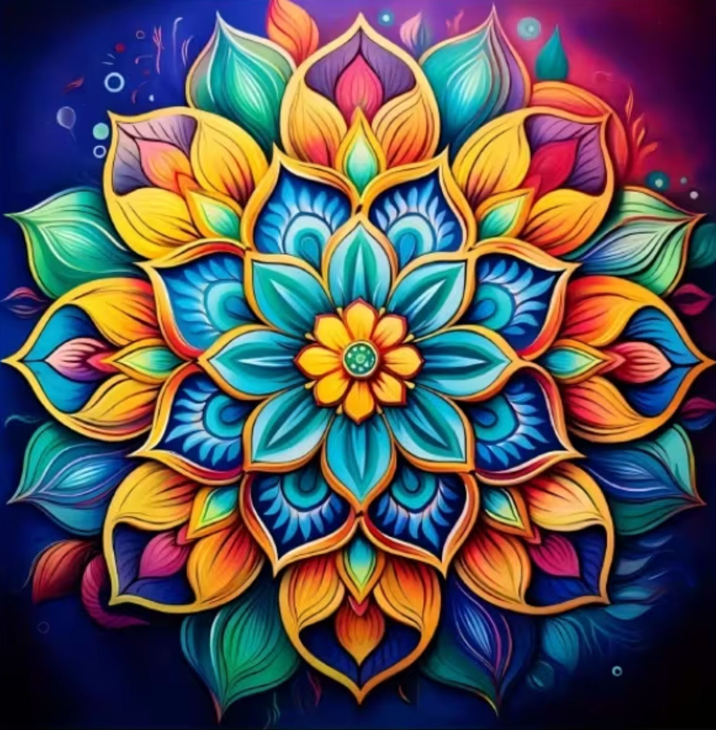 Kleurrijke Bloemenmandala (Morgen in huis)
