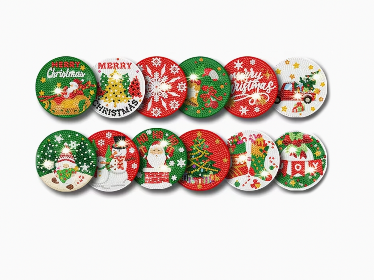 Kerst Onderzetters (Morgen in huis) Diamond Painting Planet