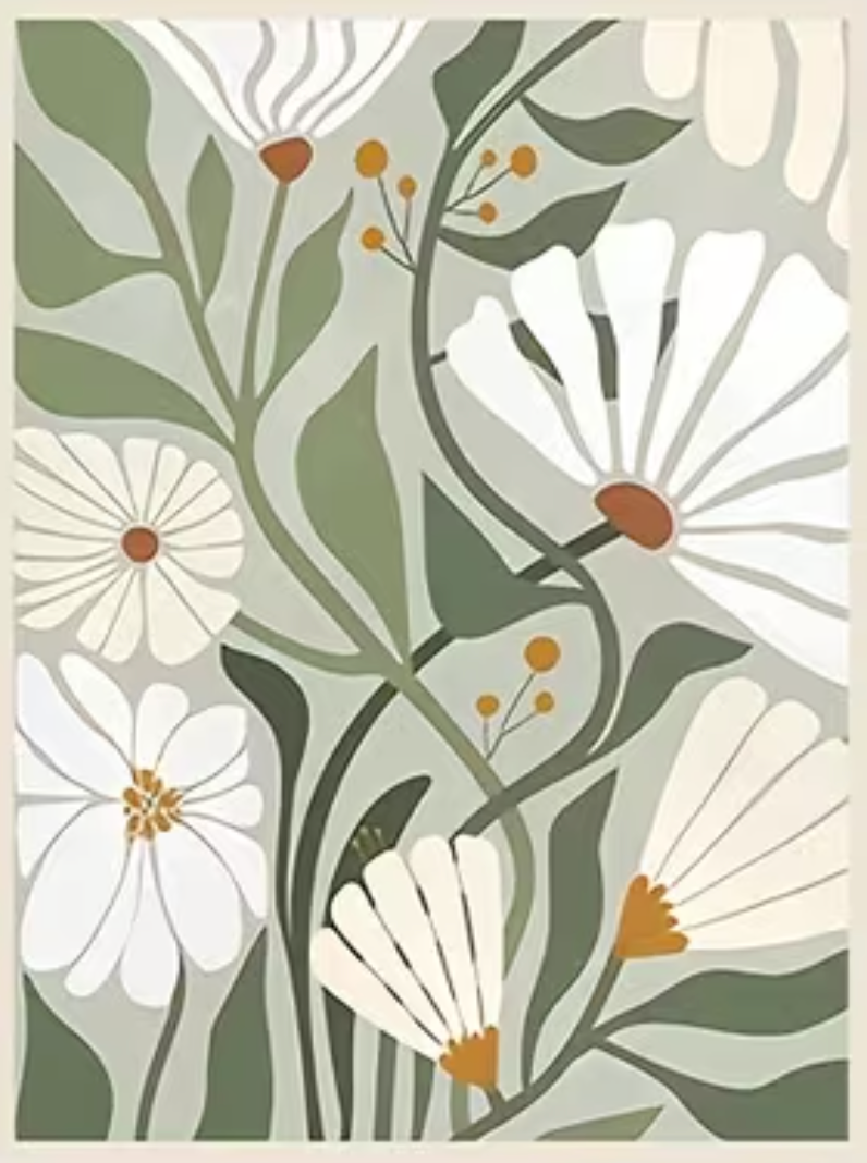 Stijlvolle Retro Bloemen Diamond Painting 25x35cm (Morgen in huis) Diamond Painting Planet