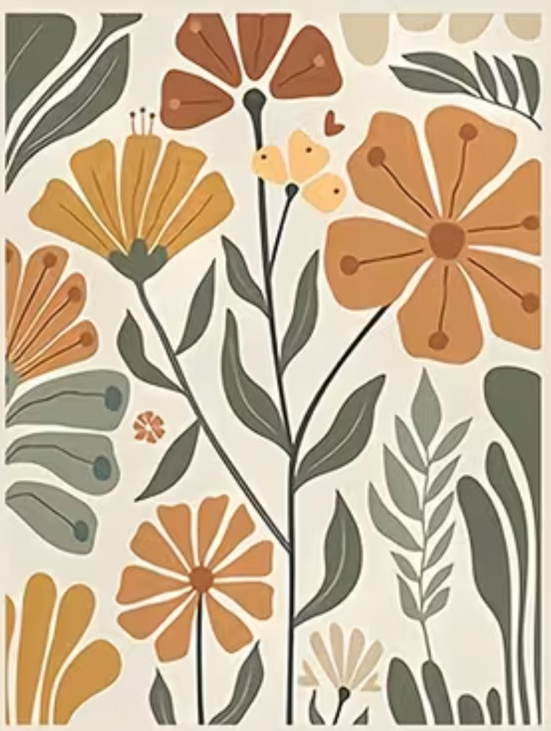 Stijlvolle Retro Bloemen Diamond Painting 25x35cm (Morgen in huis) Diamond Painting Planet