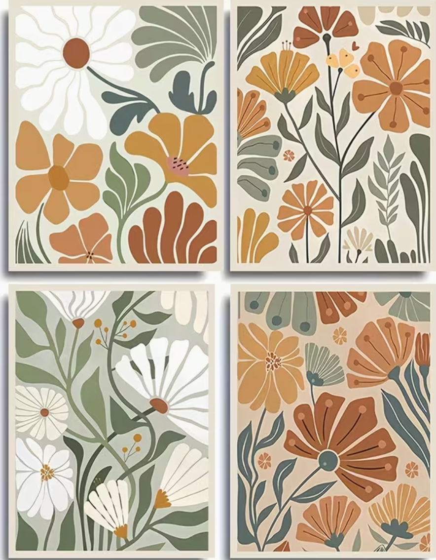 Stijlvolle Retro Bloemen Diamond Painting 25x35cm (Morgen in huis) Diamond Painting Planet