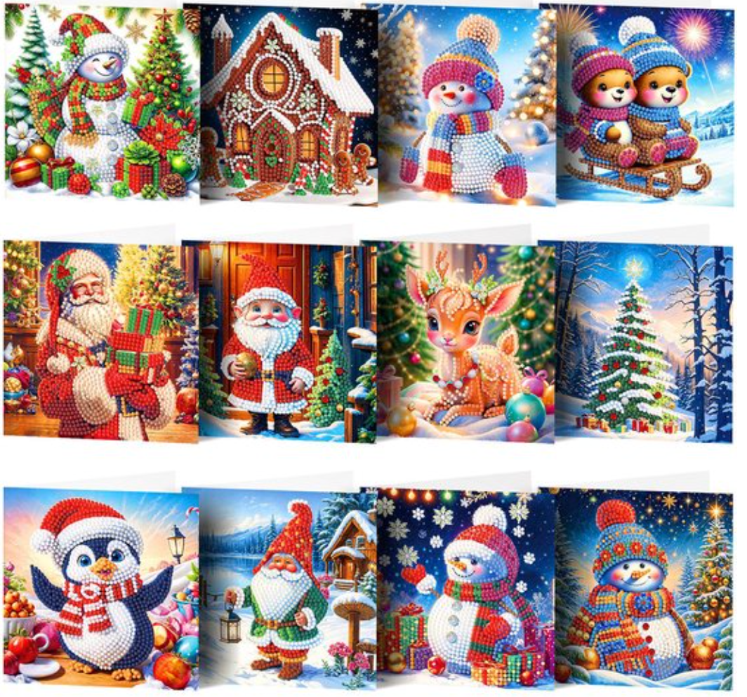 Kerstkaarten (Morgen in huis) Diamond Painting Planet