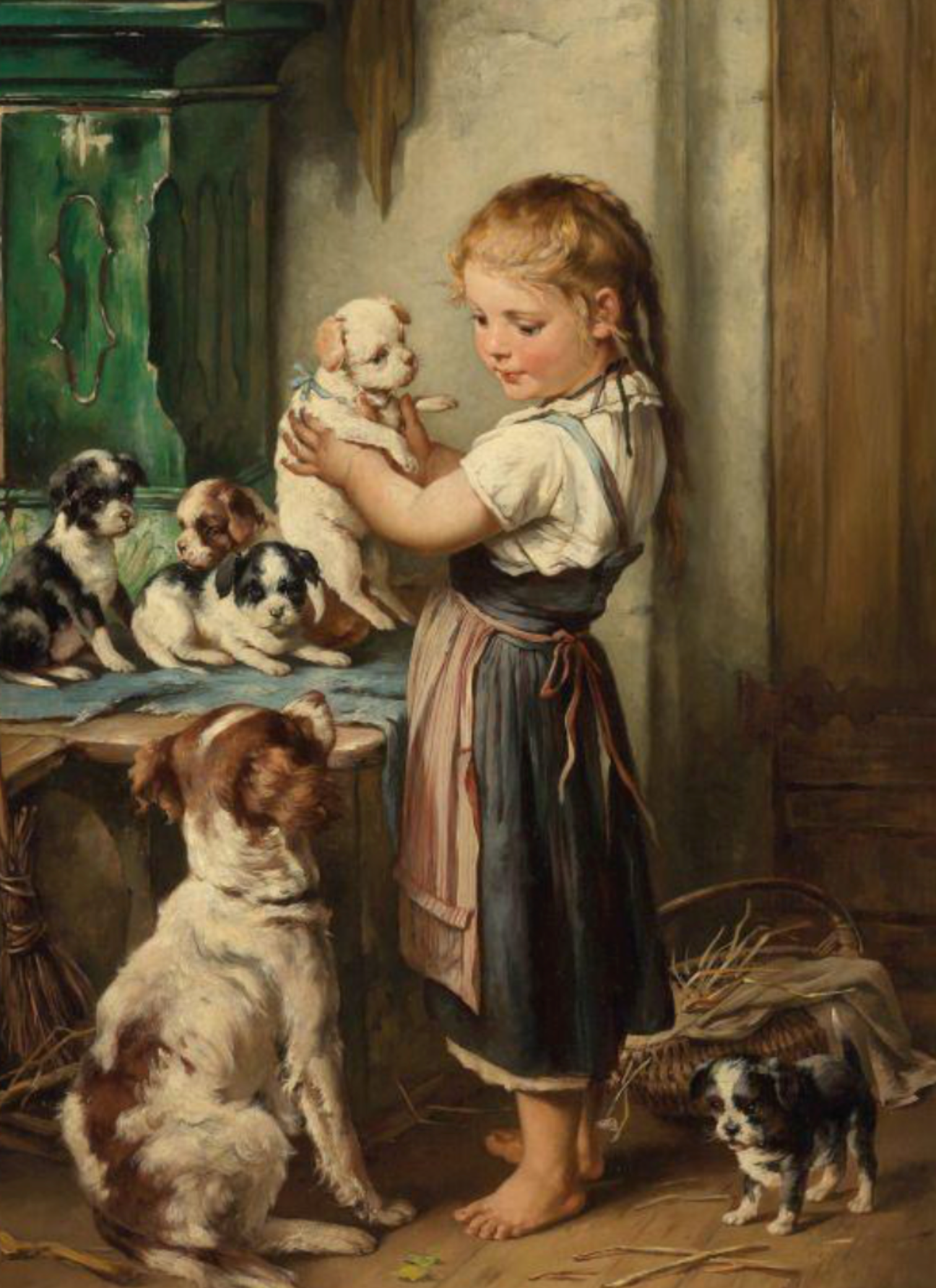 Vintage meisje met honden Diamond Painting Planet