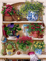 Bloemenpracht op de Plank Diamond Painting Planet