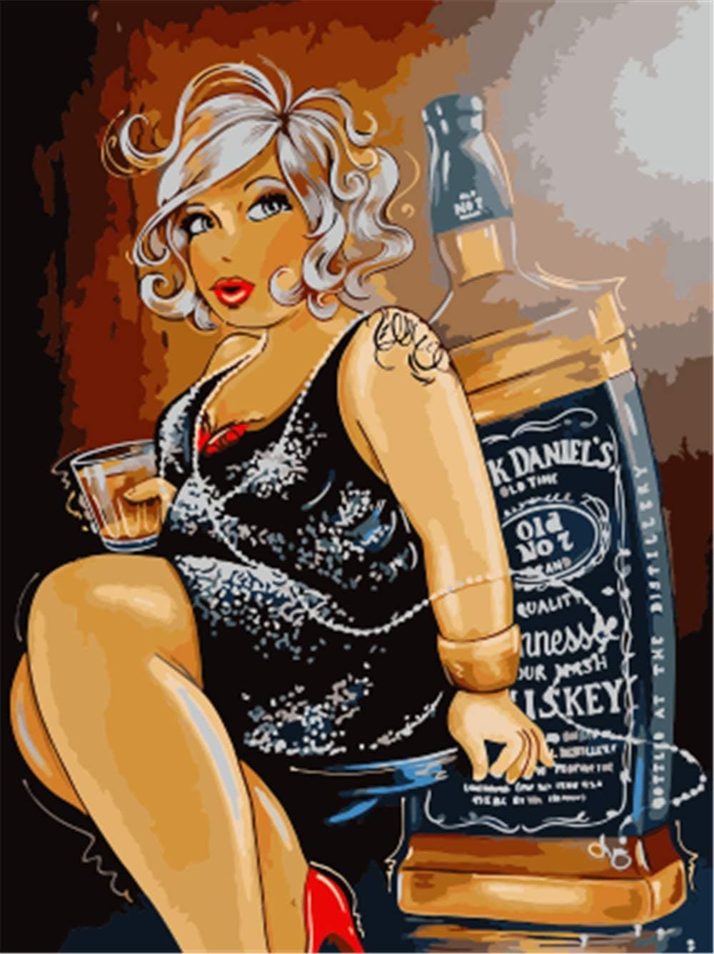 Dikke Dame met Jack Daniels Diamond Painting Planet