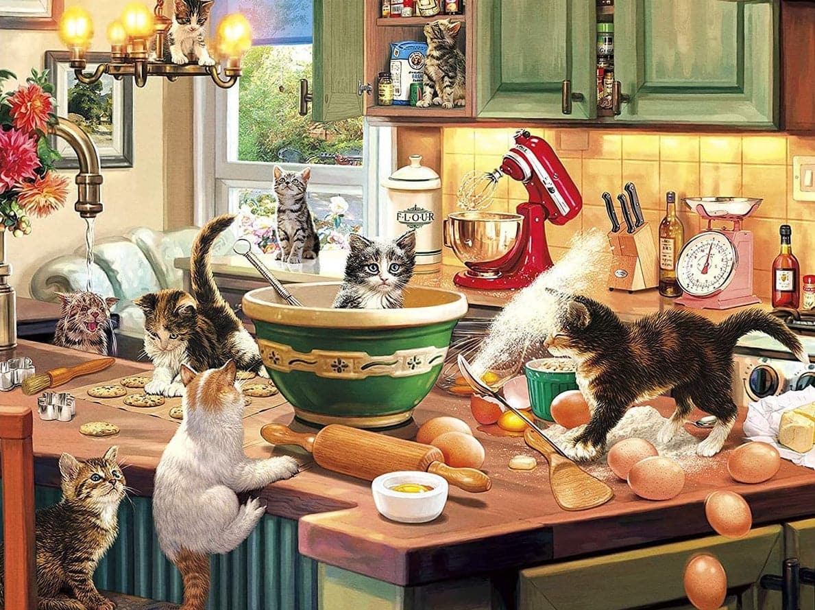 Katten in de keuken Diamond Painting Planet
