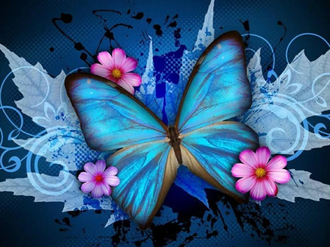 Blauwe vlinder 20x30cm (Morgen in huis) Diamond Painting Planet