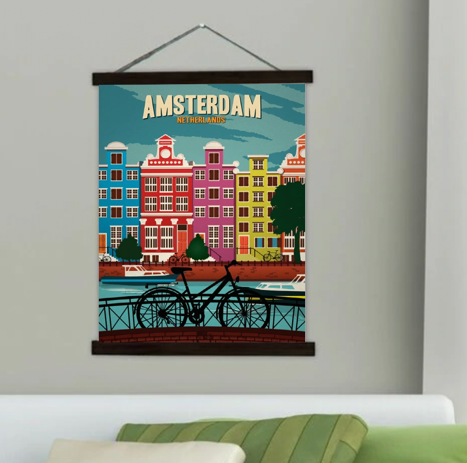 Kleurrijke Amsterdamse grachtenhuizen Diamond Painting Planet