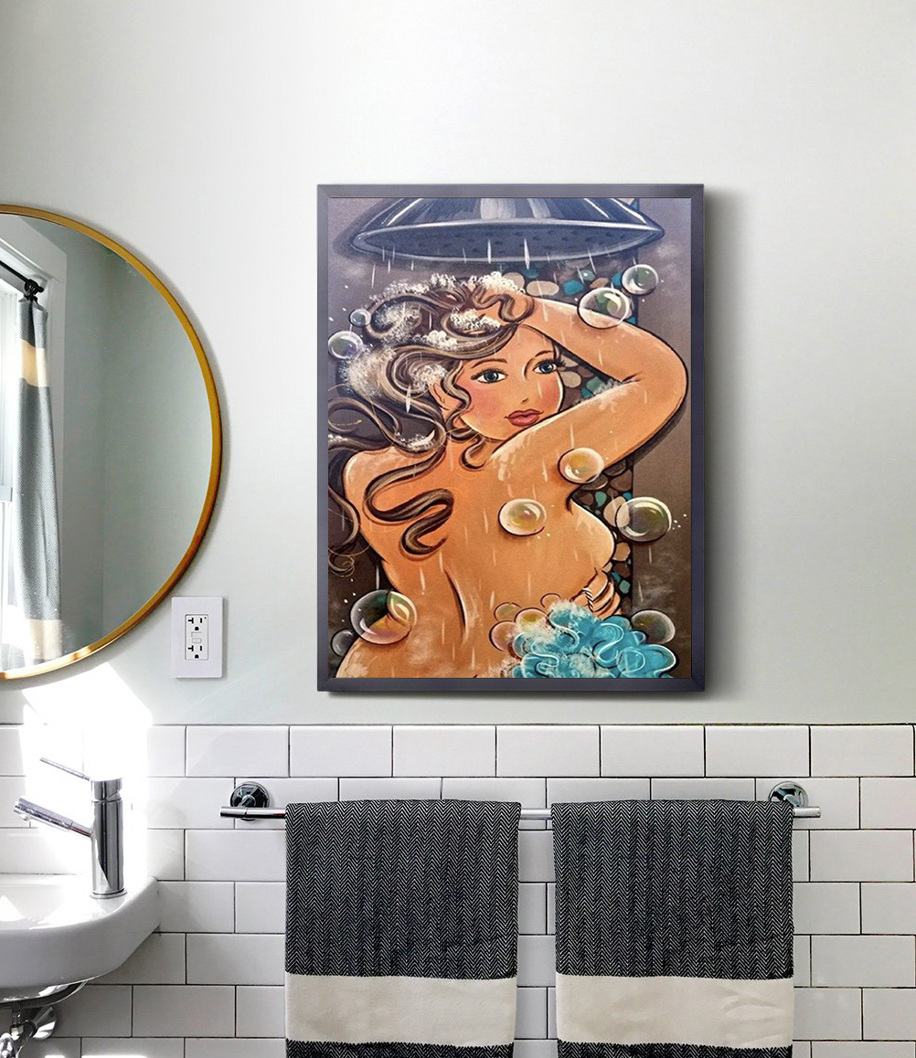 Dikke Dame onder de douche Diamond Painting Planet