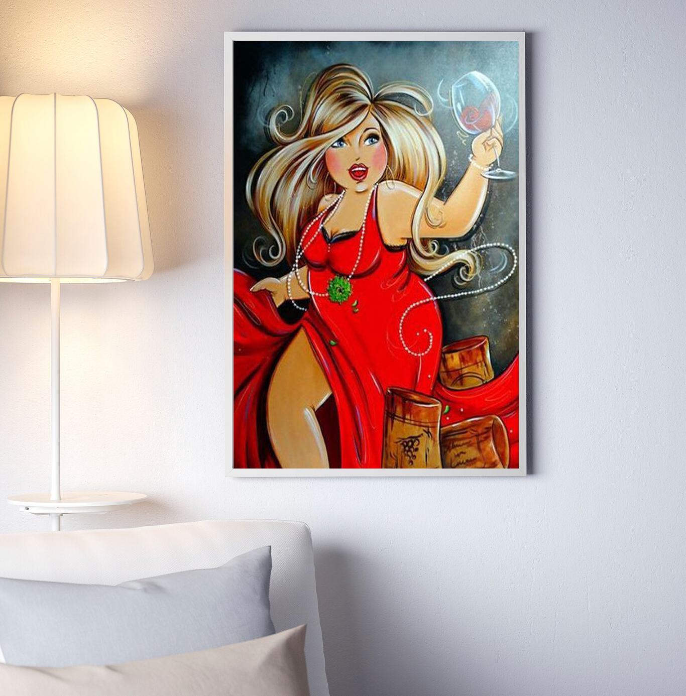 Dikke Dame in rode jurk Diamond Painting Planet