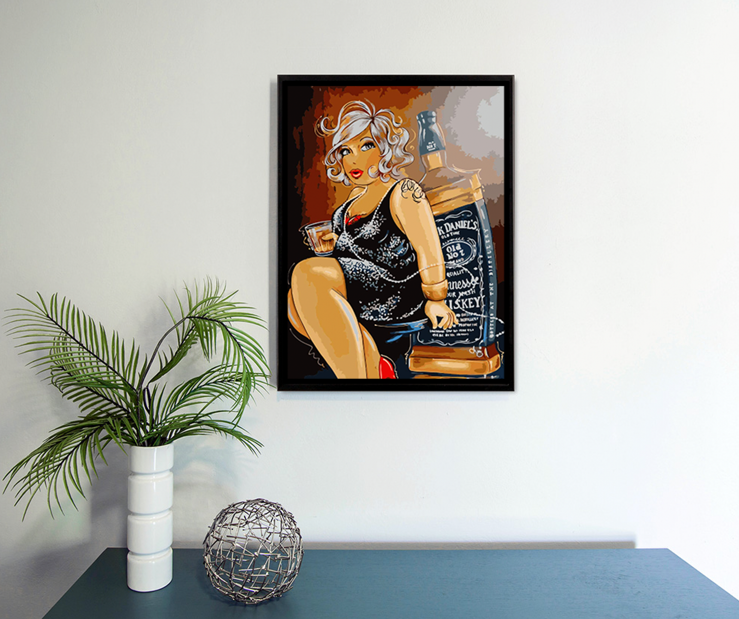 Dikke Dame met Jack Daniels Diamond Painting Planet