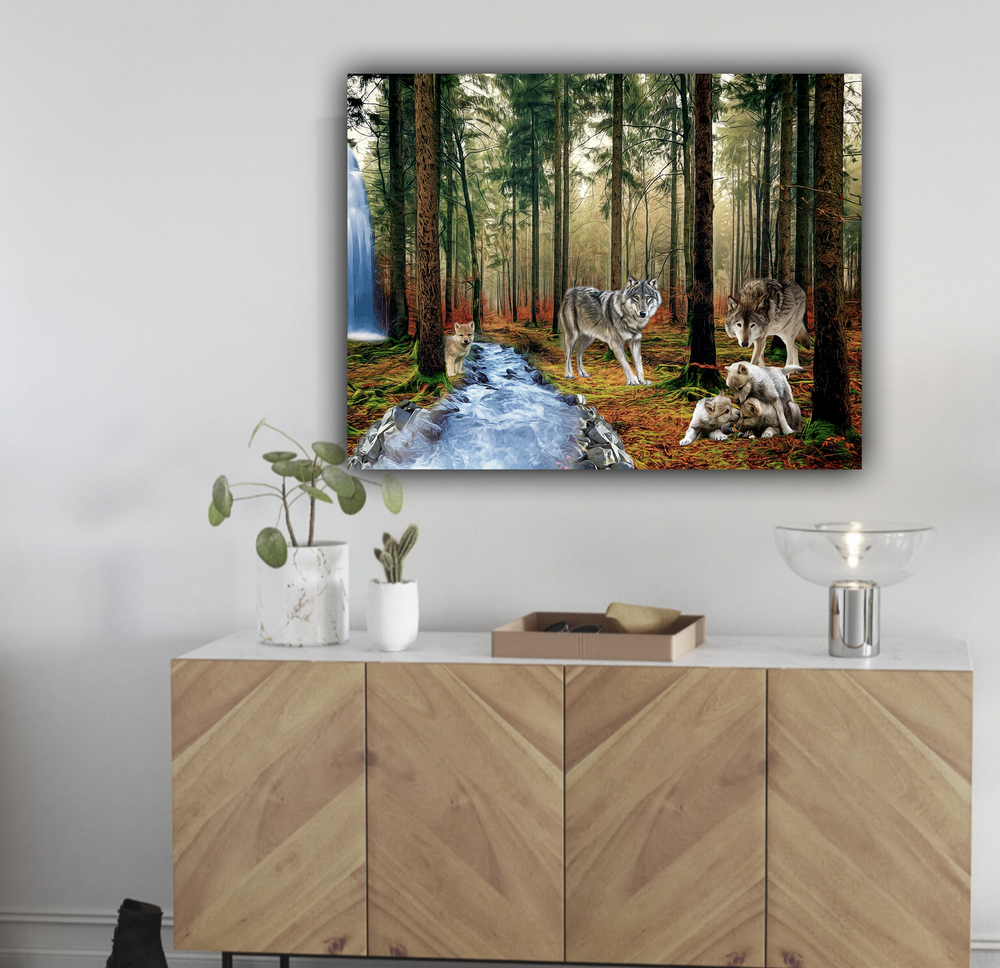 Wolven in bos Diamond Painting Planet