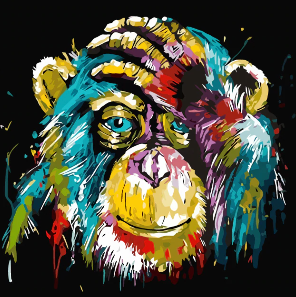 Kleurrijke aap Diamond Painting Planet