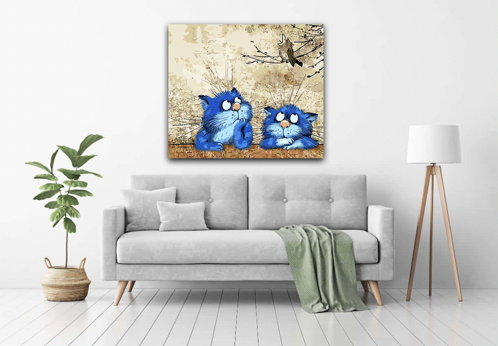 Twee blauwe katten Diamond Painting Planet