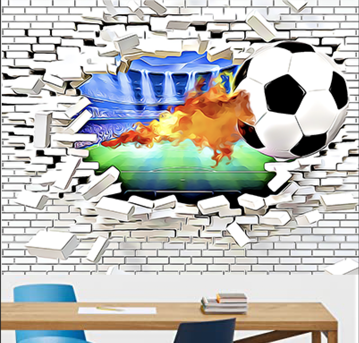 Voetbal met vuur Diamond Painting Planet