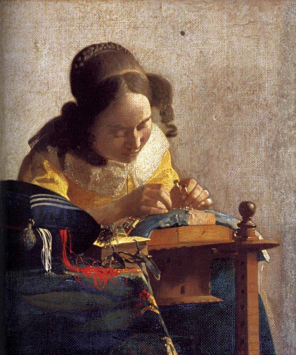 Johannes Vermeer - Kantwerkster EXTRA GROOT (Morgen in huis) Diamond Painting Planet