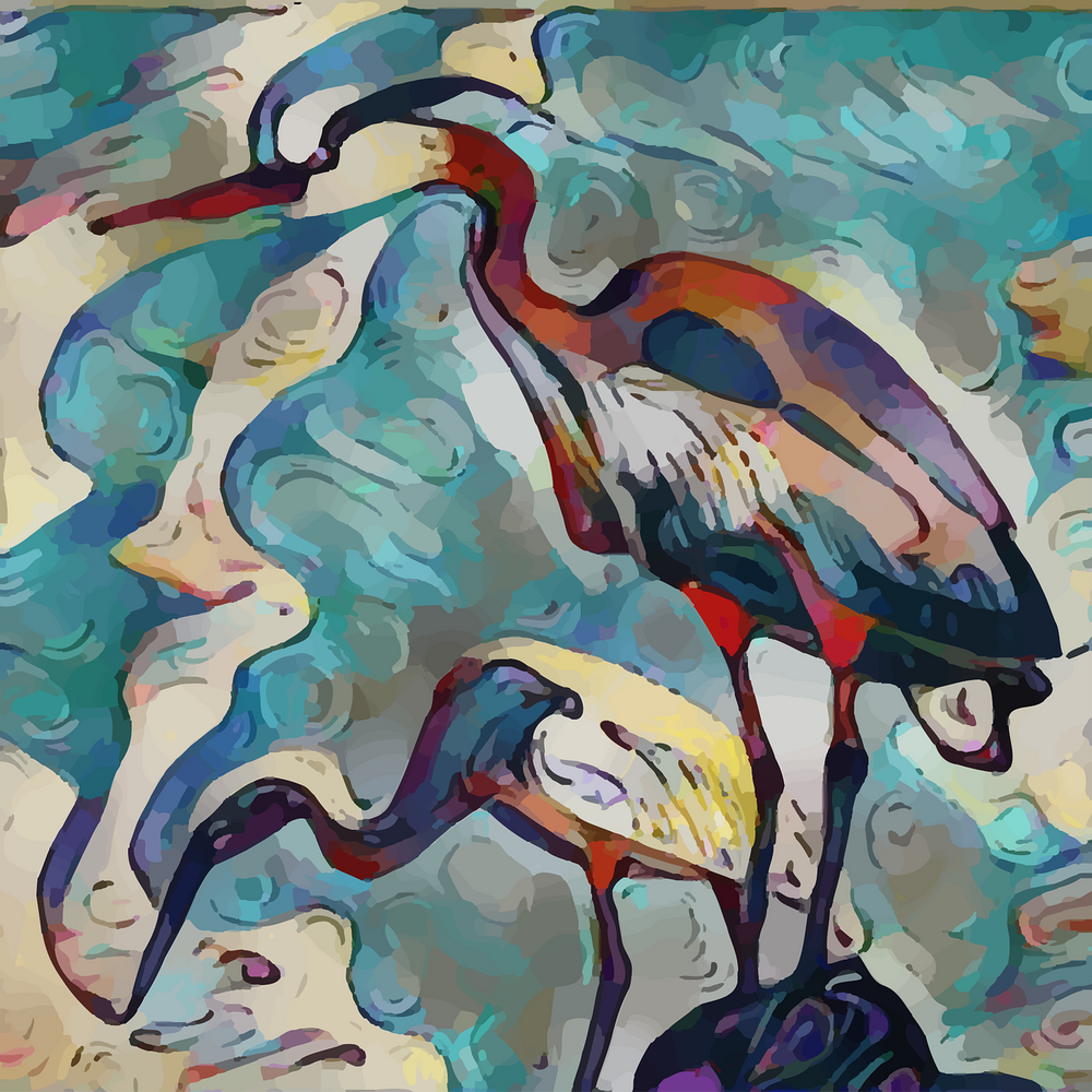 Abstracte reigers Diamond Painting Planet