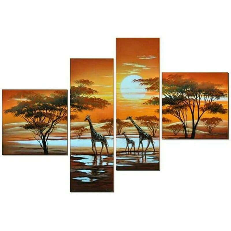 Giraffen met zonsondergang Diamond Painting Planet